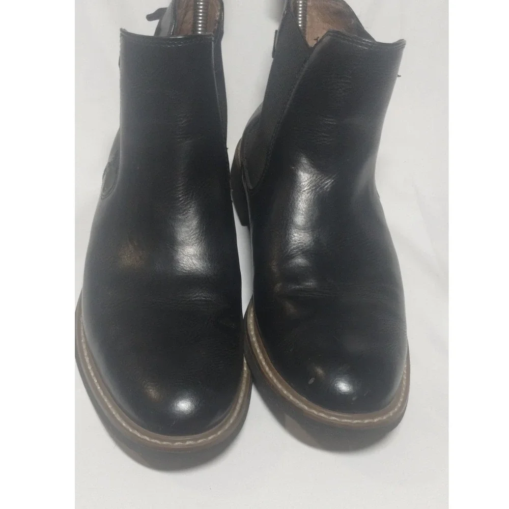 Tommy Hilfiger Mens Black Leather Chelsea Boots Round Toe Pull On 1120